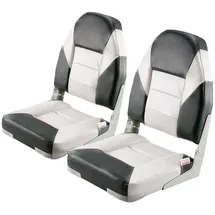 Vevor 2 Stk. Bootssitz Bootsstuhl mit hoher Rückenlehne klappbarer Fischerbootsitz mit dickem Schwammkissen & wasserdichtem PVC-Leder, Scharniere aus Aluminiumlegierung, Schwarz & Grau