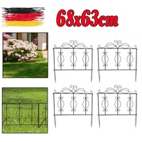 4x Steckzaun Metall 68x63cm Gartenzaun Teichzaun Ziergitter Rankhilfe Blätter