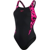 Speedo Damen Hyperboom Splice Muscleback Schwimmanzug, Schwarz/Rosa, D38