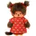 Magni Monchhichi Mädchen, mit Monchichikleid und Schleifen, ca. 20 cm großes Kuscheltier aus braunem Plüsch