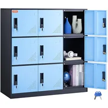 Vevor Garderobenschrank Stahl 9 Türen Schwarz/Blau