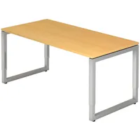 Bümö Schreibtisch Buche, Silber, Nachbildung,Buche, Rechteckig, 160x74x80 cm, FSC