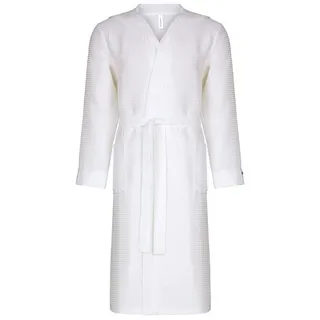 Taubert Bademantel Spa Thalasso, Baumwolle, zwei Taschen, Bindegürtel, mit Bindegürtel, Herren Kimono-Stil, 120cm, Baumwolle Pique weiß M-48/50
