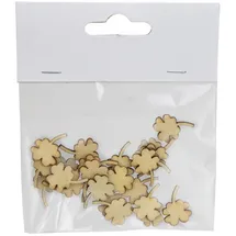 Riffelmacher & Weinberger Riffelmacher Streudeko Kleeblatt 24 Stück | 2x2 cm | Holz Natur | Glücksdeko Frühling Hochzeit Neujahr Basteln DIY Deko Tischdeko | 07621