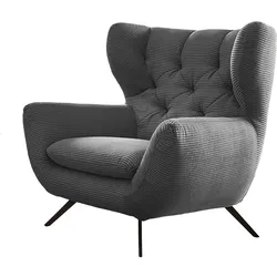KAWOLA Sessel CHARME Hochlehnsessel Cord grau