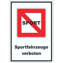 Fahrverbot für Sportboote Symbol und Text Sportfahrzeuge verboten A9 (37x52mm)