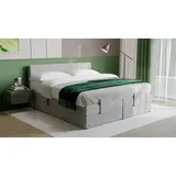 PAARA Boxspringbett 25GM elektrisch verstellbar mit Motor Dachschräge, Belüftungssystem grau 120 cm x 200 cm