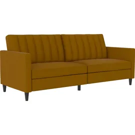 dorel home 3-Sitzer DOREL HOME "Celine", gelb (curry), B:203cm H:83cm T:83cm, Webstoff, 100% Polyester, Sofas, Rückenlehne 2-teilig und 3-fach verstellbar, Sitzhöhe 43 cm