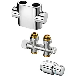 Oventrop Multiblock T Anschlussset 1184383 Durchgang, Edelstahl-Design, Multiblock T/Uni SH