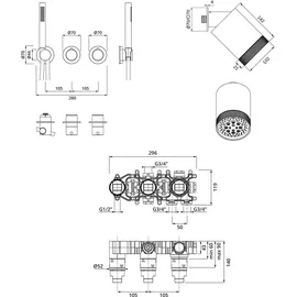 Herzbach MODUL7 Thermostat-Set T-SP3 70.702721.1.09 SPOT Multi Edelstahl
