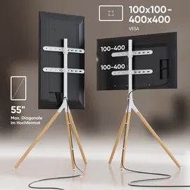 ONKRON TS1220 TV-Ständer 70-120 cm Weiß Holz