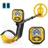 HIUYRFS Metalldetektor, Metalldetektor Profi für Erwachsene und Kinder, einstellbare Länge (106-121 cm), 3 Modes Profi Metalldetektoren,IP68 Waterproof Search Coil für Erwachsene & Kinder (Gelb)