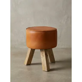 KADIMA DESIGN Sitzhocker Ziegenleder 37 x 45 x 37 cm Braun