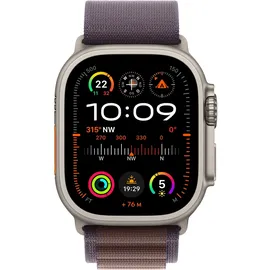 Apple Watch Ultra 2 GPS + Cellular 49 mm Titangehäuse natur, Alpine Loop indigo M