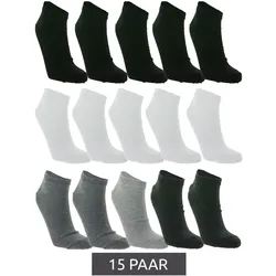 15 Paar CINQUE Sneaker-Socken schlichte Baumwoll-Socken Oeko-Tex 100 zertifiziert in Schwarz, Weiß, Grau - 43-46