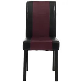 Mendler 2er-Set Esszimmerstuhl Stuhl Küchenstuhl Littau ~ Kunstleder, schwarz-rot, dunkle Beine