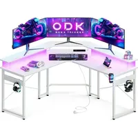 Luxuskollektion Gaming Tisch LED Weiß 129x129 cm