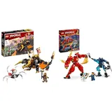 LEGO NINJAGO Coles Erddrache EVO, Spielzeug zum Sammeln & NINJAGO Kais Feuermech, Actionfiguren-Spielzeug für Kinder mit roter Mech-Figur zum Umgestalten