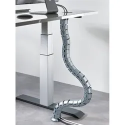 Tischplatte-Kabelkanal, verlängerbar, 9189284, Ø 64mm, Kunststoff aluminiumoptik