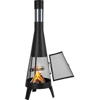 SucceBuy Terrassenofen Gartenkamin Aztekenofen Chimenea Feuerstelle 508x1495mm - Schwarz