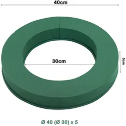 Nass Steckschaum Kranz 40cm ringförmige Plastikunterlage Frischblumen Schnittblumen Steckmasse Steckschwamm Blumensteckschaum Ring Groß Floristik