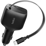 Belkin Kfz-Ladegerät 75W mit einziehbarem USB-C-Kabel Schwarz