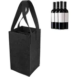 LMSAWK 4 Flaschen Flaschenträger Filztasche, Filz Flaschen Tasche Wiederverwendbar, Tragetasche mit Trennwänden für Flaschen, für Bierflaschen, Weinflasche, Getränketasche, Dunkelgrau