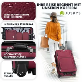 Juskys Trolley Kofferset Athen - 60 L, 2 Rollen, Weichschale, Handgepäck, Bordeaux