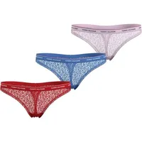 Tommy Hilfiger Underwear Slip 3 PACK THONG LACE (EXT SIZES) (Packung, 3er-Pack) mit Tommy Hilfiger Logobund bunt M (38)