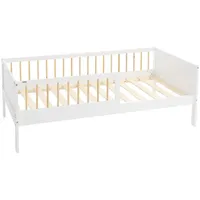 ML-Design Kinderbett 80x160 cm Weiß-Natur Einzelbett für Kinder