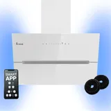 KKT KOLBE Dunstabzugshaube 60 cm 782 cbm/h Umluft Abluft Kopffrei Wandhaube Weiß Glas Smart WiFi App WLAN RGBW-LED-Beleuchtung ECCO6005WM - Weiß