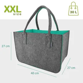 idea home Valencia Shopper Dunkelgrau/Türkis 30 Liter