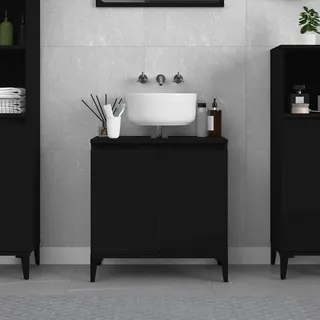 vidaXL Waschbeckenunterschrank Schwarz 58x33x60 cm Holzwerkstoff