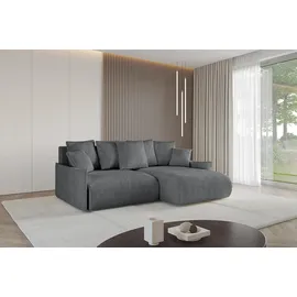 altdecor Ecksofa Cord 2-Sitzer Dunkelgrau