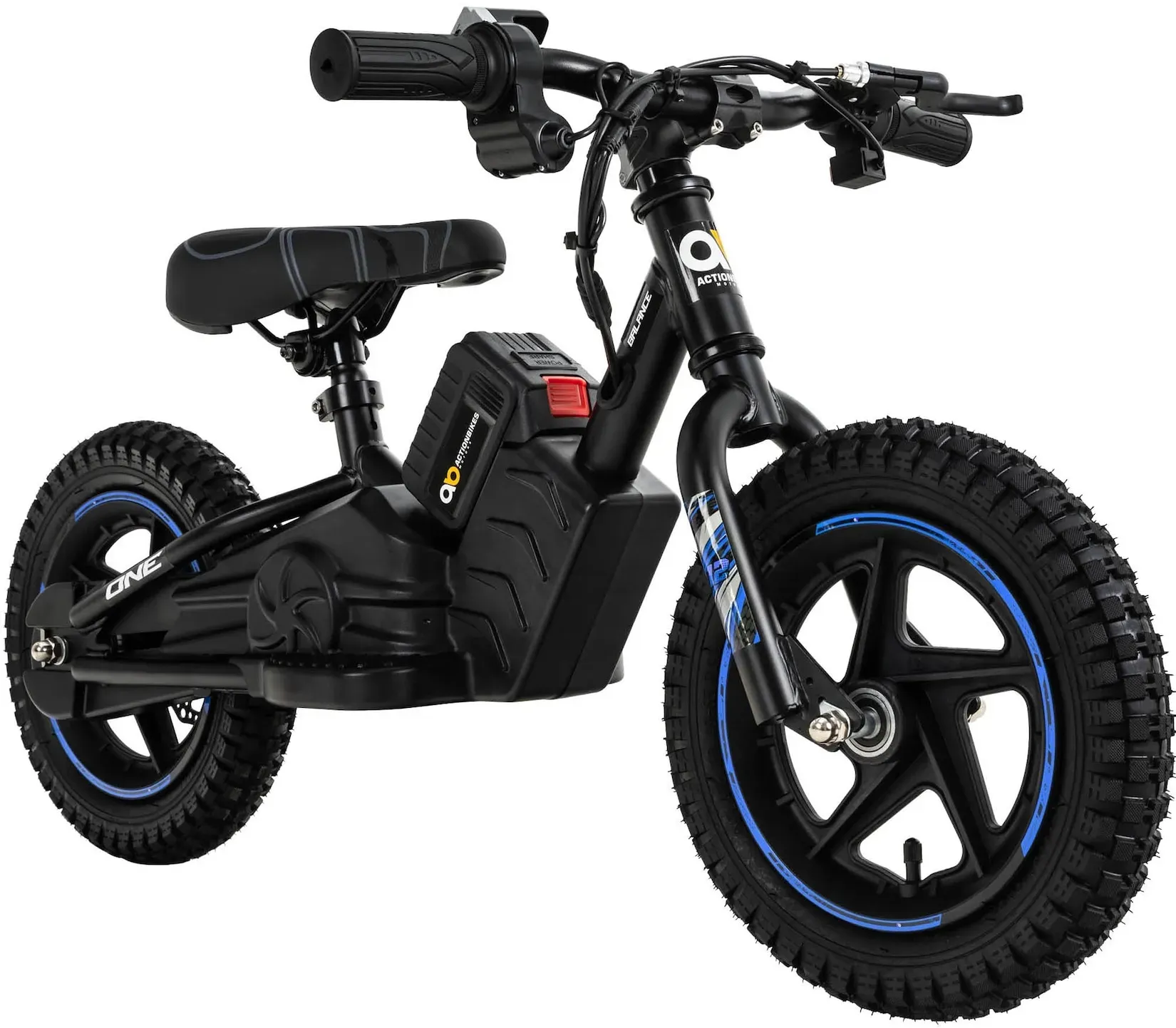 Elektro-Laufrad, 12 Zoll, Kinder-Balance-Bike m. 250 Watt, Scheibenbremsen, 3 Geschwindigkeitsstufen (Blau)