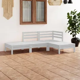 vidaXL Garten-Lounge-Set 4-tlg. weiß Kiefer