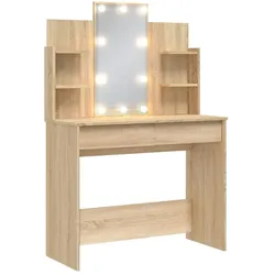 vidaXL Schminktisch mit LED-Leuchten Sonoma-Eiche 96x40x142 cm