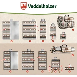 Veddelholzer Boho Picknickdecke 200 x 200 cm wasserdicht