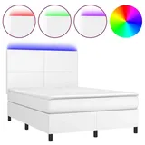 vidaXL Boxspringbett mit Matratze & LED Weiß 140x200 cm Kunstleder