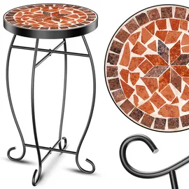 Kesser KESSER® Mosaiktisch Bistrotische Blumenhocker Rund 60 x 34 cm Metall Mosaik Beistelltisch Balkontisch Gartentische Terrassentisch Balkon Steinmosaik Garten Gartentisch Indoor Outdoor