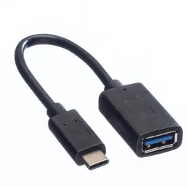 Value USB 3.2 Gen 1 Kabel, USB Typ C - A, ST/BU, OTG, schwarz, 0,15 m