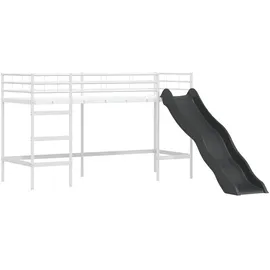 vidaXL Kinder-Loftbett mit Rutsche 75 x 190 cm Weiß/Anthrazit