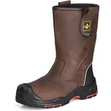 SAFETOE Arbeitsstiefel für Herren/Damen Kuh Leder Sicherheitsstiefel 20 CM Composite Toe Anti-Nagel Gummi Sohle Industrielle Bau Stiefel für Öl, Gas, Mine S3 ESD EU Größe 46 - 46 EU