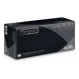 Bingold Einmalhandschuhe Latex BLACK puderfrei, (4 Größen wählbar)