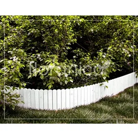 Floranica Rollborder Flexibler Holzzaun Rolborder - 200 x 30 cm - Weiß - Beeteinfassung Rasenkante Deko/Gartenzaun für Obstgärten Wege