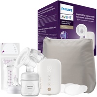 Philips Avent Elektrische Milchpumpe – Milchpumpe mit 5 Milchbeuteln für die Aufbewahrung von Muttermilch und einer Reisetasche (Modell SCF396/31) Transparent