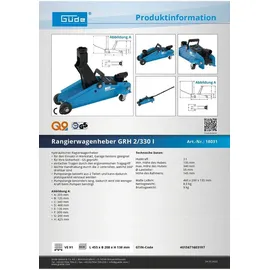 Güde Rangierwagenheber Metall 135-340 mm blau