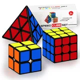 Vdealen Zauberwürfel Set Speed Cube von 2x2 3x3 Pyramide Zauberwürfel Original, Magic Cube für Anfänger und Fortgeschrittene, Geschenk für Kinder Teenager Erwachsene(Stickers)