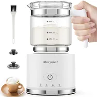 Morpilot Milchaufschäumer Elektrisch, 130-500ml 600W, 4 in 1 Milchschäumer für Heißer und Kalter, Spülmaschinenfest, Visuelles Glas, Latte-Design, Weiß