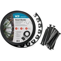 WDB Flexible Rasenkante aus Kunststoff - 30m Lang 4cm Hoch - mit 60 Befestigungsnägel - Schwarz - RAL 9005